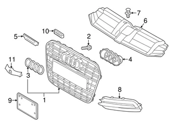 Genuine VW/Audi 4G0807647AVMZ Grille; Left - Audi | 4G0807647ABMT AU4G0807647AVMZ 3 Genuine VW/Audi 4G0807647AVMZ Grille; Left - Audi | 4G0807647ABMT AU4G0807647AVMZ