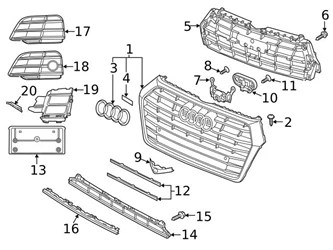 Genuine VW/Audi 80A807680PRU6 Grille; Right - Audi | AU80A807680PRU6 3 Genuine VW/Audi 80A807680PRU6 Grille; Right - Audi | AU80A807680PRU6